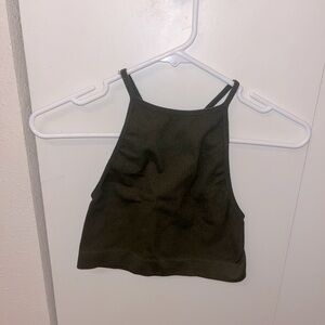 Army green cropped tank